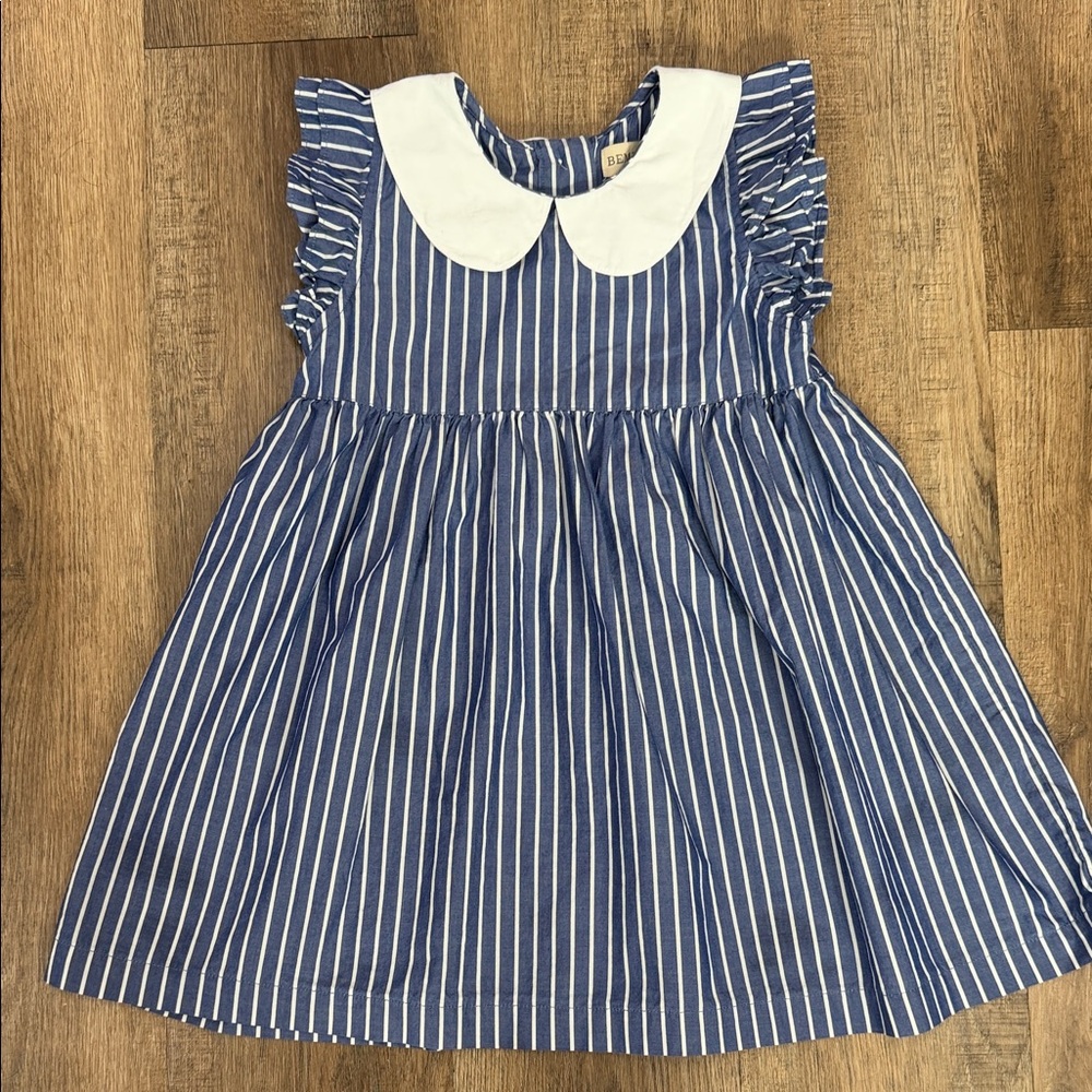 Bemidji Kids,Blue Striped Kids Dress with White Collar